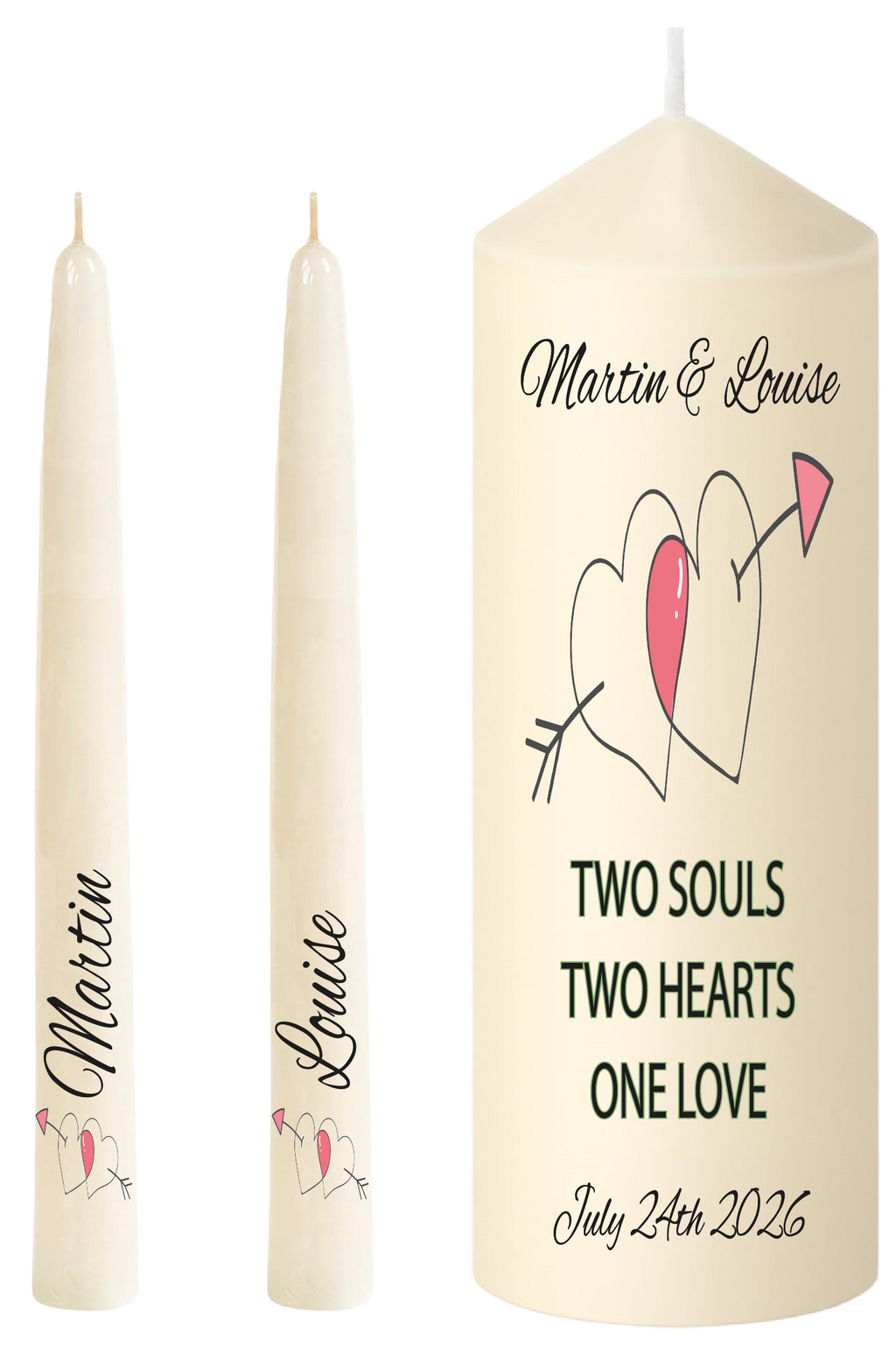 Unity Candle Wedding Set  2 Souls 2 Hearts