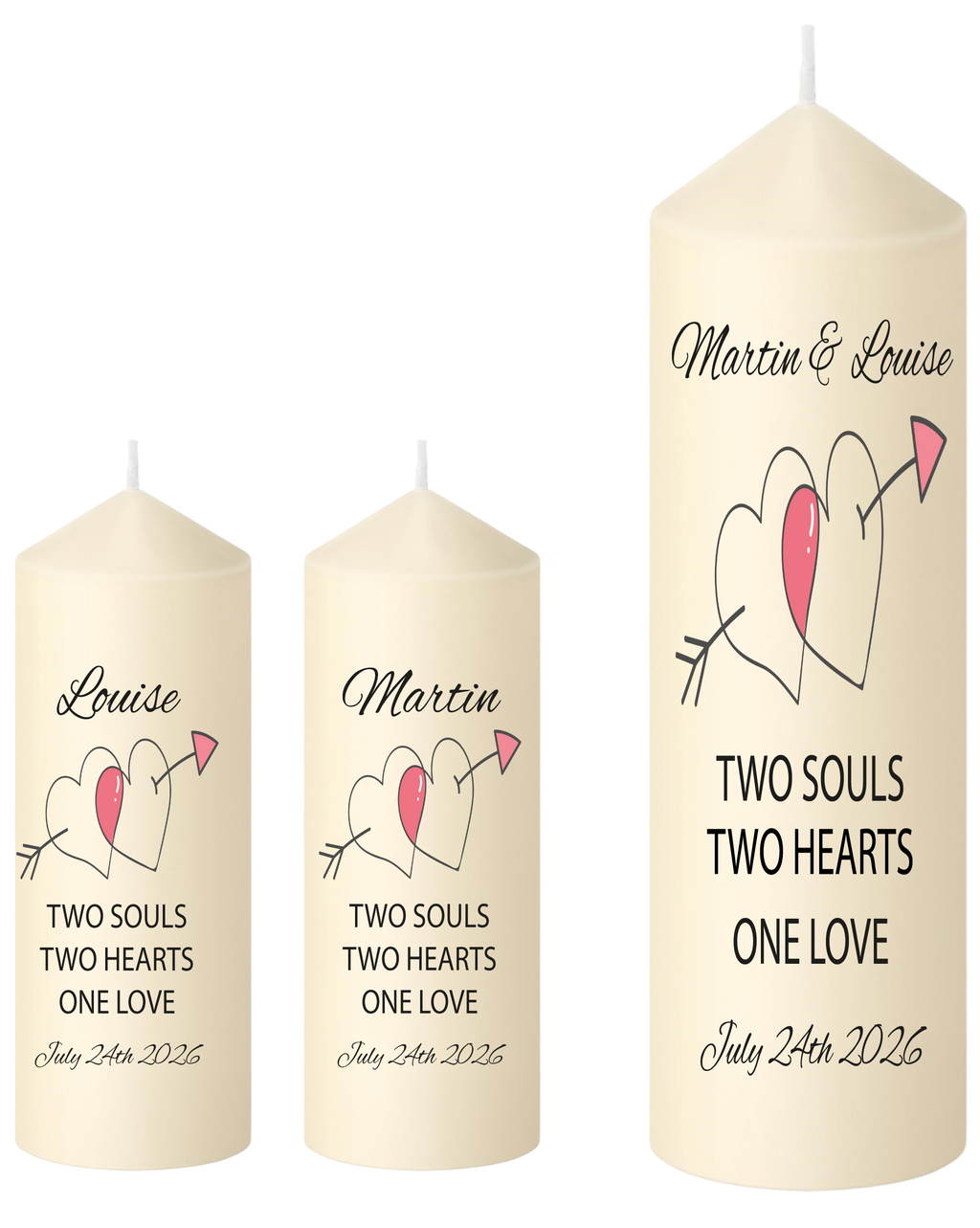 Unity Candle Wedding Set  2 Souls 2 Hearts