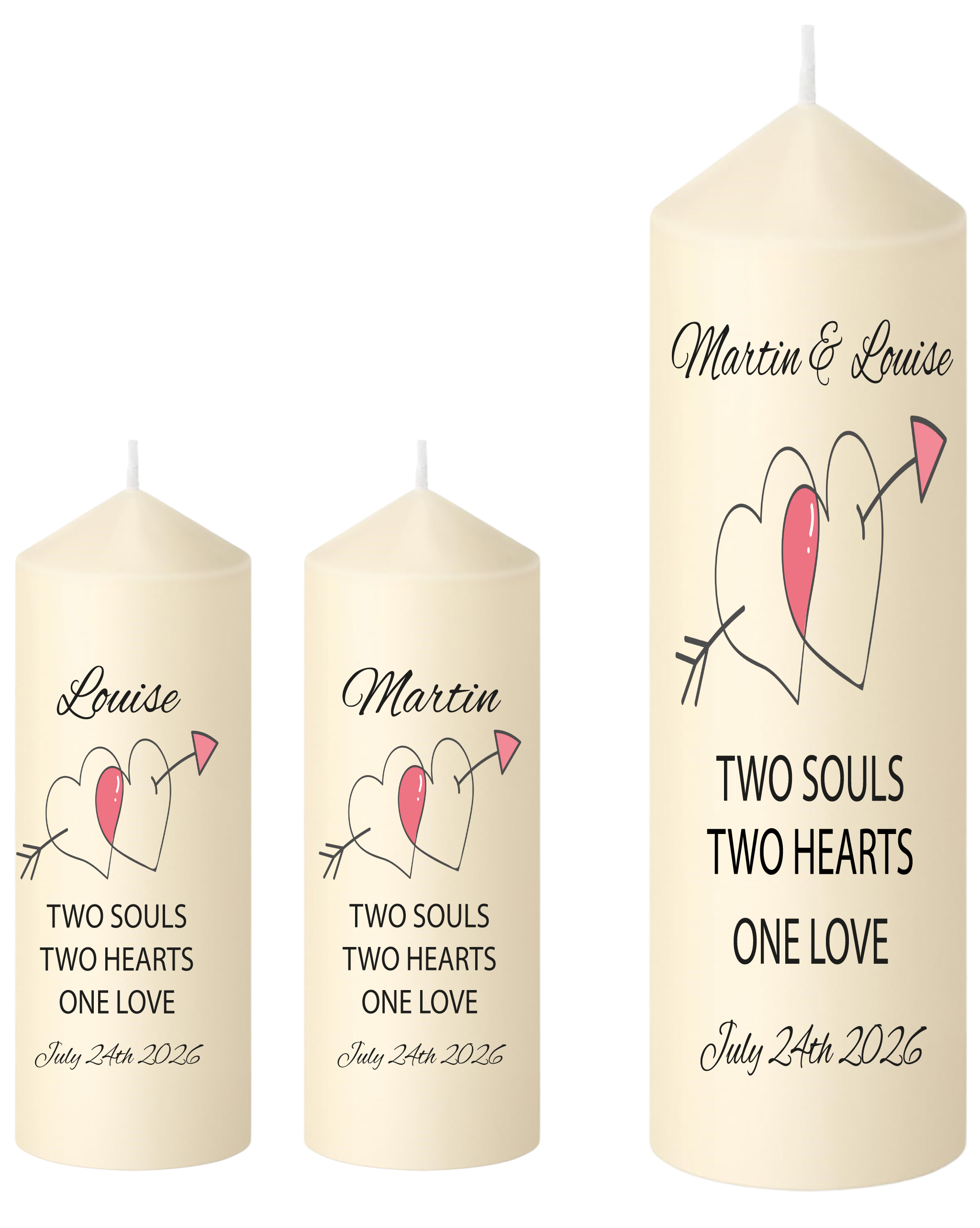 Unity Candle Wedding Set  2 Souls 2 Hearts