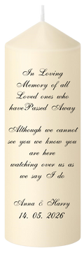 Remembrance Candle - Black Lettering Memorial