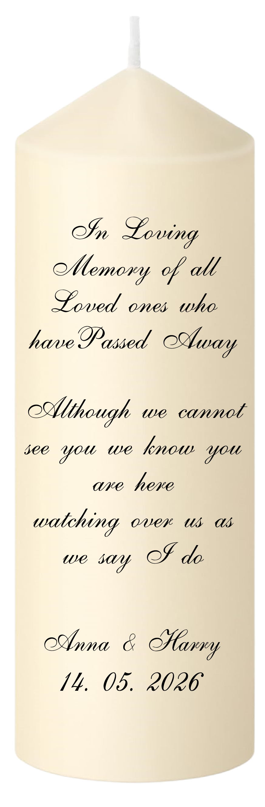 Remembrance Candle - Black Lettering Memorial