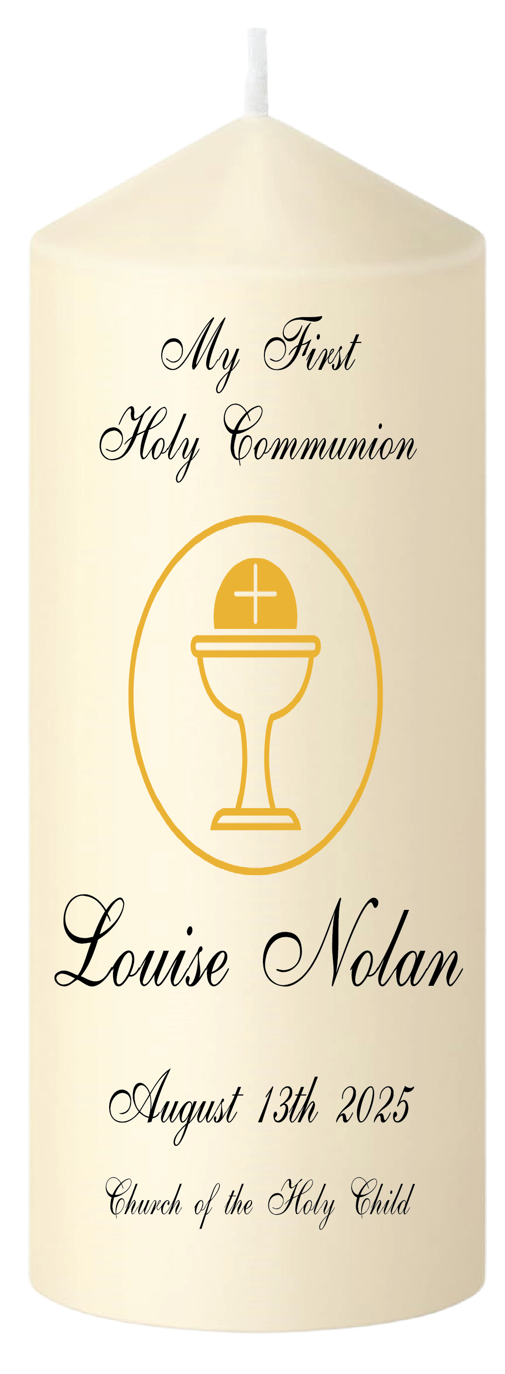 First Holy Communion Candle with Chalice