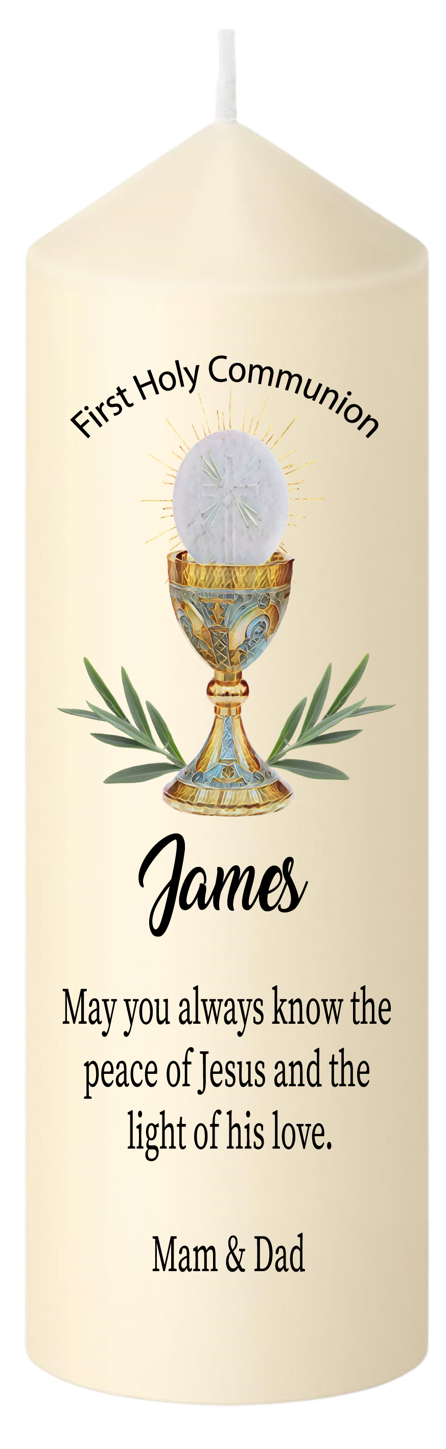 First Holy Communion Candle Peace Of Jesus verse