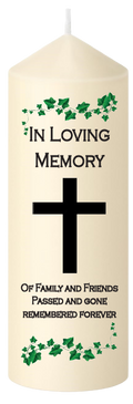 Remembrance Candle - In Loving Memory Black Cross and Ivy