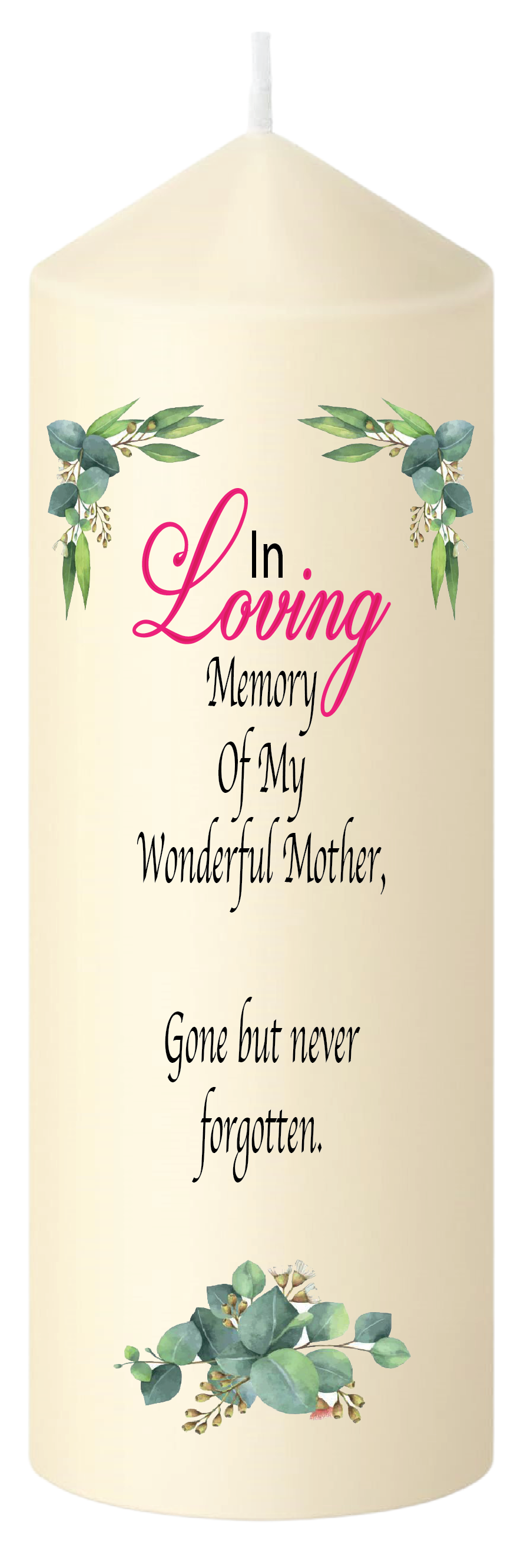 Remembrance Candle - In Loving Memory Green Leaf