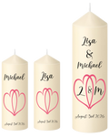 Unity Candle Wedding Set Pink Hearts
