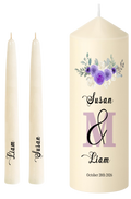 Unity Candle Wedding Set  Purple Opaque Family Initial