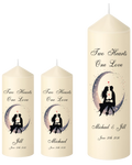 Unity Candle Wedding Set  Two Hearts Couple In Moon