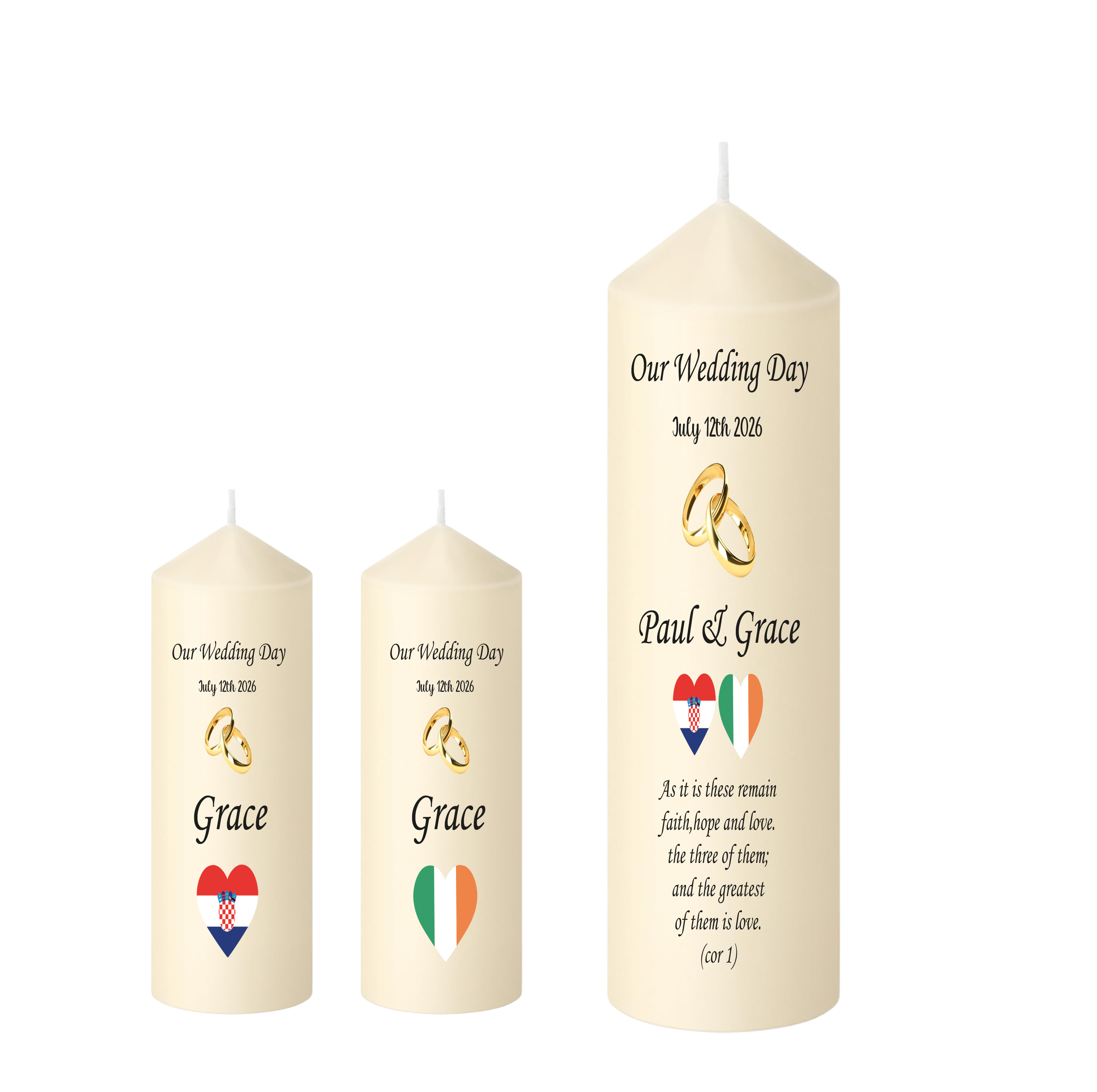 Unity Candle Wedding Set  Country Flags
