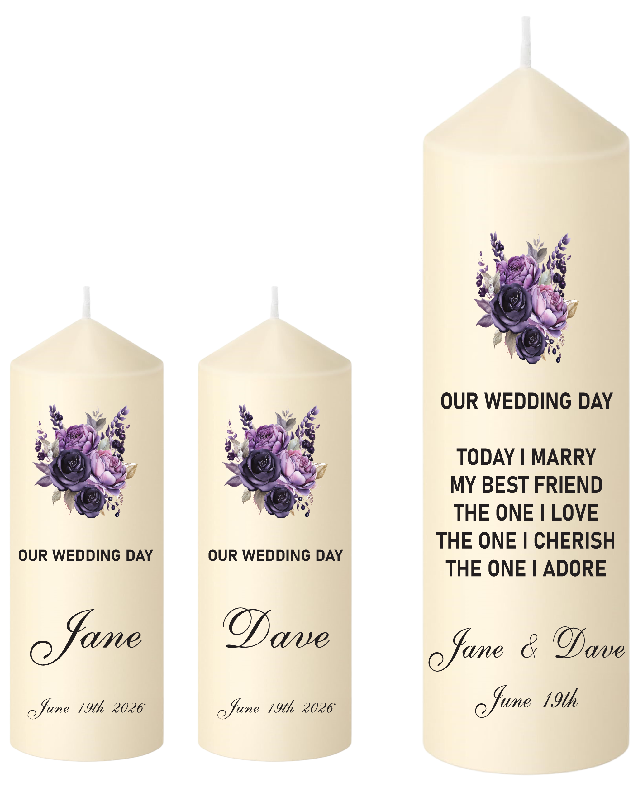 Unity Candle Wedding Set  - Burgundy Purple
