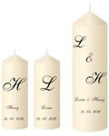 Unity Candle Wedding Set Black Initials