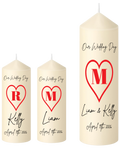 Wedding Unity Candle Set Red Heart Family Initial