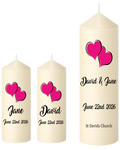 Wedding Unity Candle Set Double Pink Heart