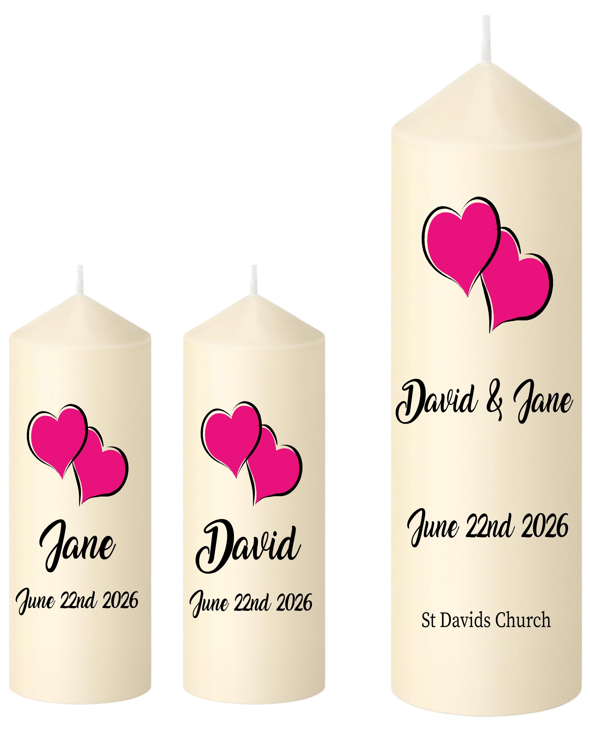 Wedding Unity Candle Set Double Pink Heart